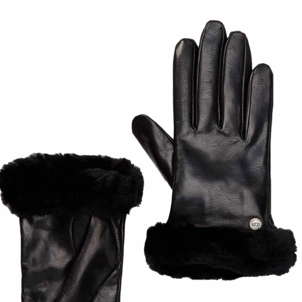 UGG Cuffed Leather Gloves NWT - Picture 2 of 5